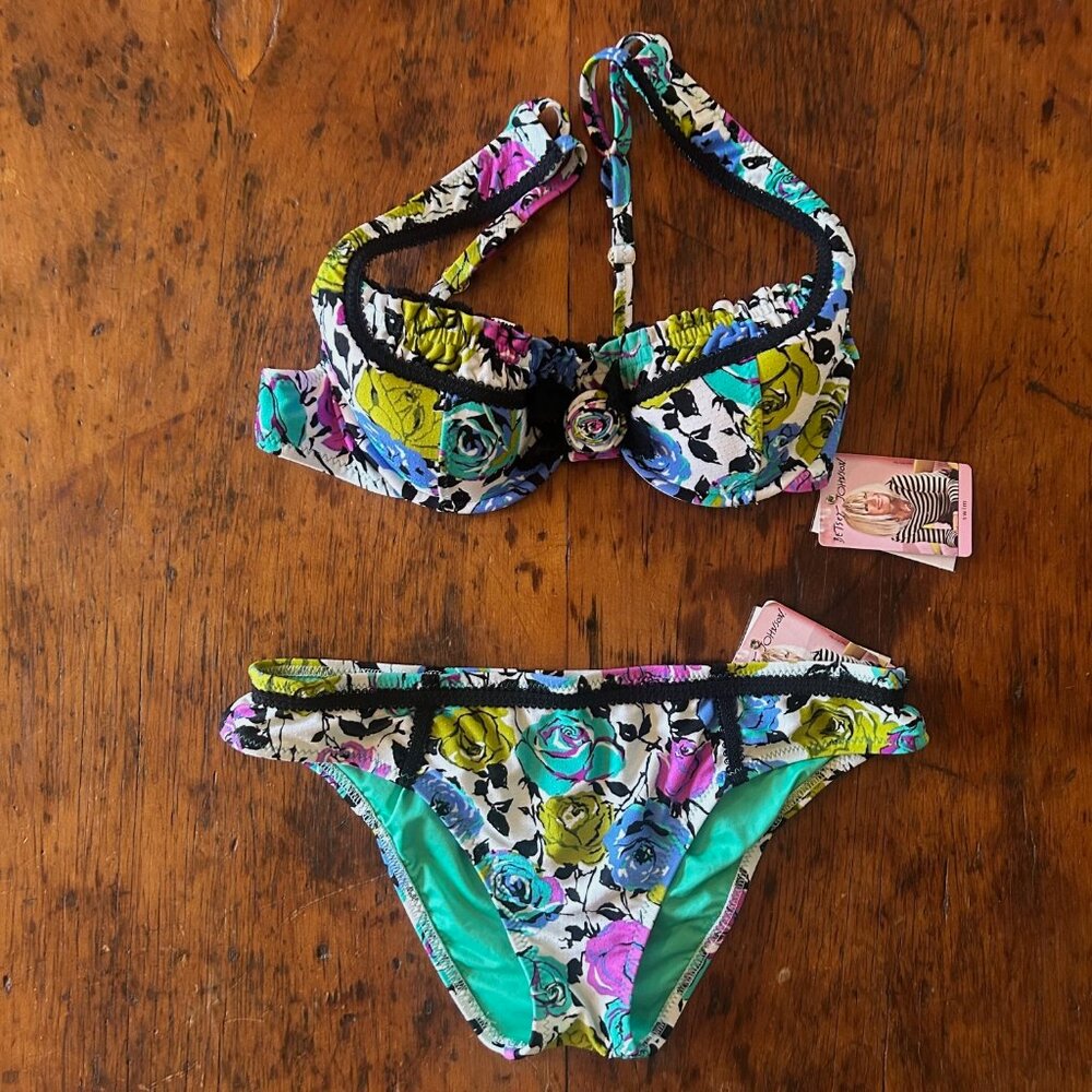 Vintage Y2K Betsey Johnson Floral Bikini Set